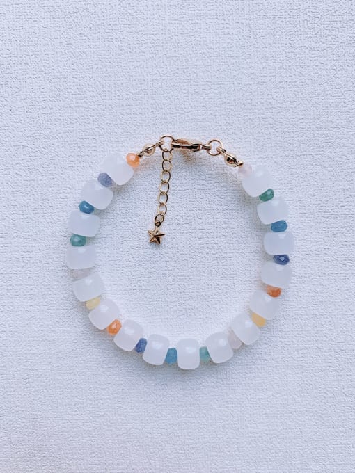 Color Natural  Gemstone Crystal Beads Chain Handmade Beaded Bracelet