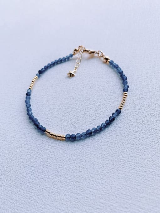 Color 5 Natural  Gemstone Crystal Beads Chain Handmade Beaded Bracelet