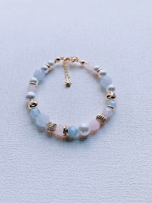 Color Natural  Gemstone Crystal Beads Chain  Handmade Beaded Bracelet