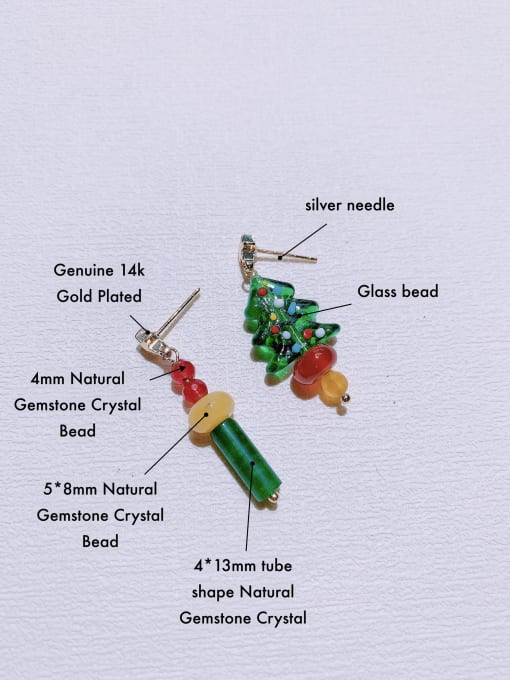 Scarlet White Natural Gemstone Crystal Beads Handmade Christmas Series Drop Earring 1