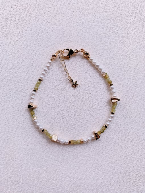 green B-ST-016 Natural  Gemstone Crystal Beads Chain Handmade Beaded Bracelet