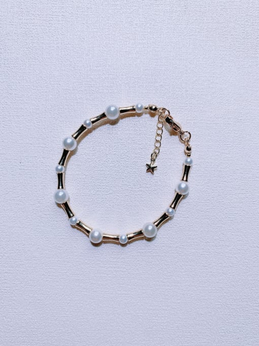 big white shell bead Natural Round Shell Beads Chain Handmade Beaded Bracelet