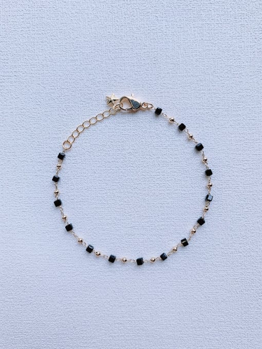 Dark Blue Natural  Gemstone Crystal Beads Chain Handmade Beaded Bracelet