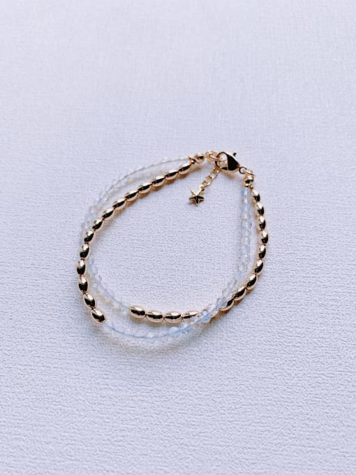 White Natural  Gemstone Crystal Beads Chain Handmade Beaded Bracelet