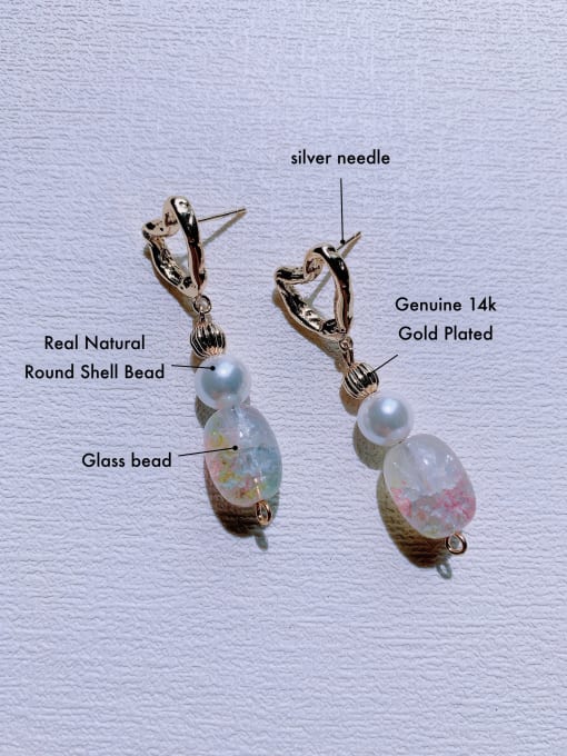 Scarlet White Brass Natural Shell Beads Minimalist Handmade Beaded  Drop Earring 1
