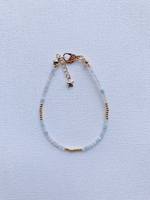 Color 4 Natural  Gemstone Crystal Beads Chain Handmade Beaded Bracelet