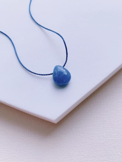 blue N-CH-001 Brass Natural Stone Water Drop Minimalist Necklace