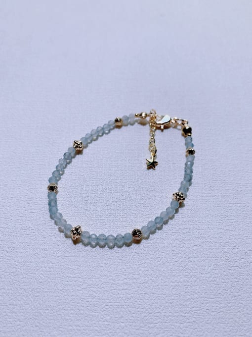 Light blue Natural  Gemstone Crystal Beads Chain Handmade Beaded Bracelet