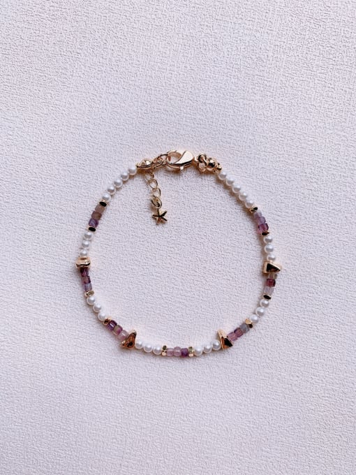 purple B-ST-016 Natural  Gemstone Crystal Beads Chain Handmade Beaded Bracelet