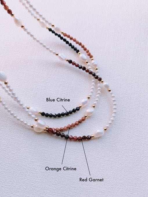 Scarlet White N-STPE-0019 Natural  Gemstone Crystal Beads Chain  Handmade  Beaded Necklace 2