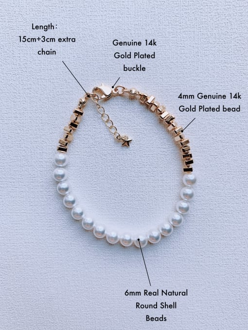 Scarlet White Brass Imitation Pearl Minimalist Handmade Beaded Bracelet 3