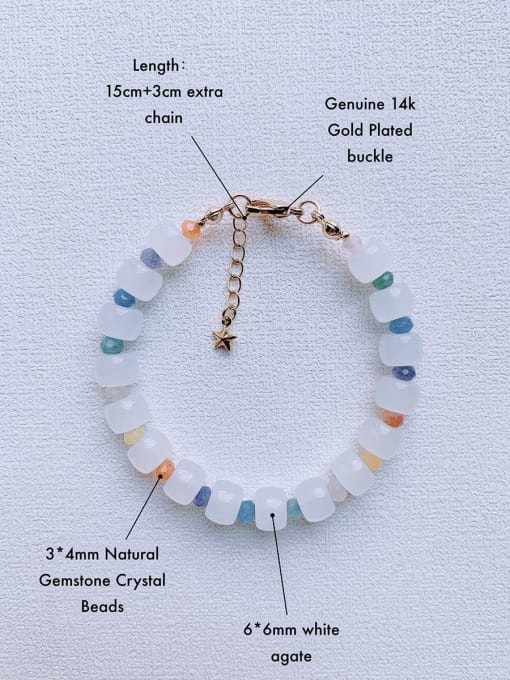 Scarlet White Natural  Gemstone Crystal Beads Chain Handmade Beaded Bracelet 2