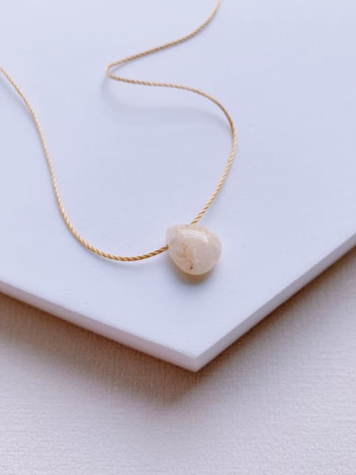 Rice white N-CH-001 Brass Natural Stone Water Drop Minimalist Necklace