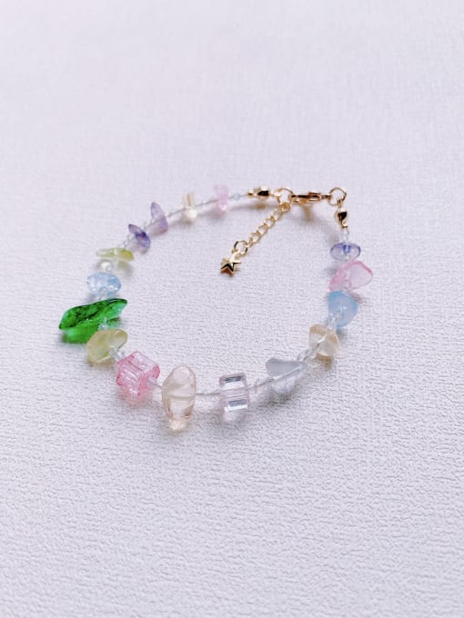 White Natural  Gemstone Crystal Beads Chain Handmade Beaded Bracelet