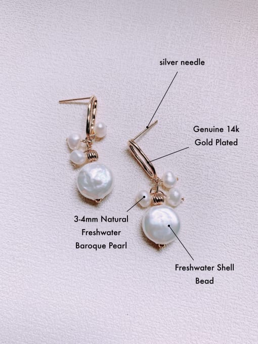 Scarlet White Brass Imitation Pearl Heart Minimalist Drop Earring 2
