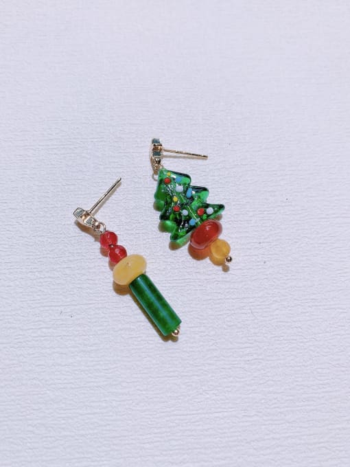 colour Natural Gemstone Crystal Beads Handmade Christmas Series Drop Earring