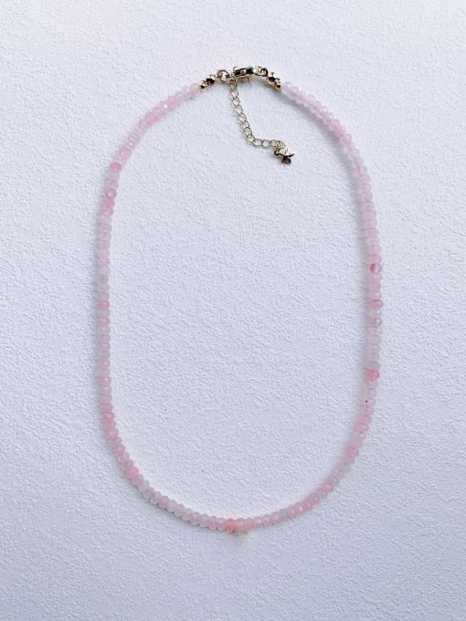 Scarlet White N-DIY-006  Natural Gemstone Crystal   Chain Heart  Pendnat Minimalist  handmade  Beaded Necklace 0