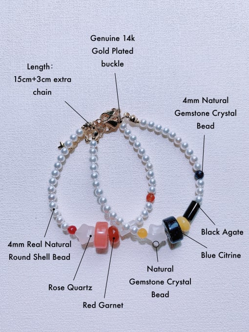 Scarlet White Natural  Gemstone Crystal Beads Chain Handmade Beaded Christmas Series Bracelet 2