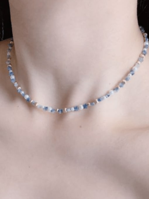 Scarlet White N-STPE-0020 Natural  Gemstone Crystal Beads Chain Handmade  Beaded Necklace 1