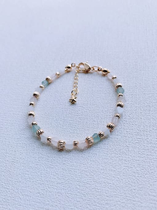 Color Natural  Gemstone Crystal Beads Chain Handmade Beaded Bracelet