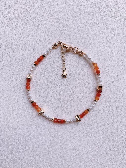 Red B-ST-016 Natural  Gemstone Crystal Beads Chain Handmade Beaded Bracelet