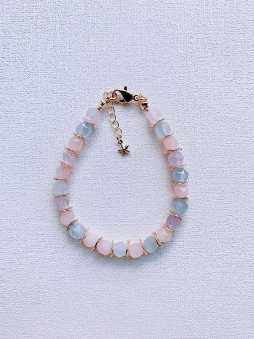 big Natural  Gemstone Crystal Beads Chain Handmade Beaded Bracelet