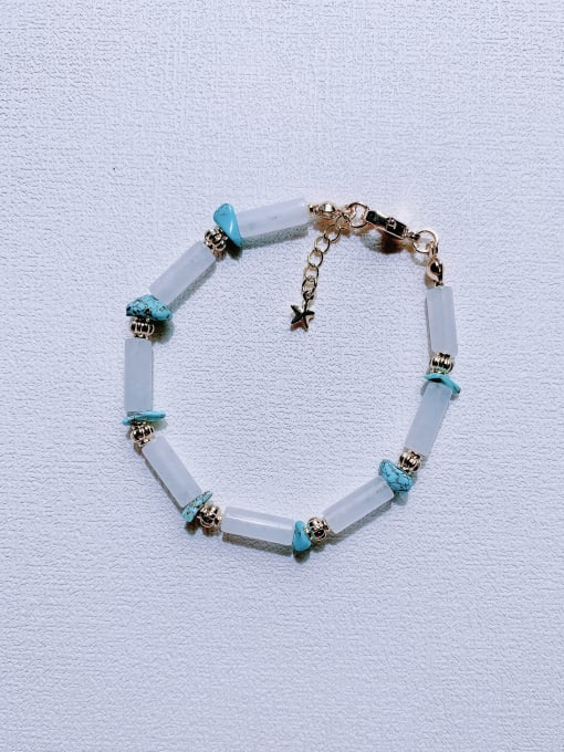 blue Natural  Gemstone Crystal Multi Color Irregular Handmade Beaded Bracelet
