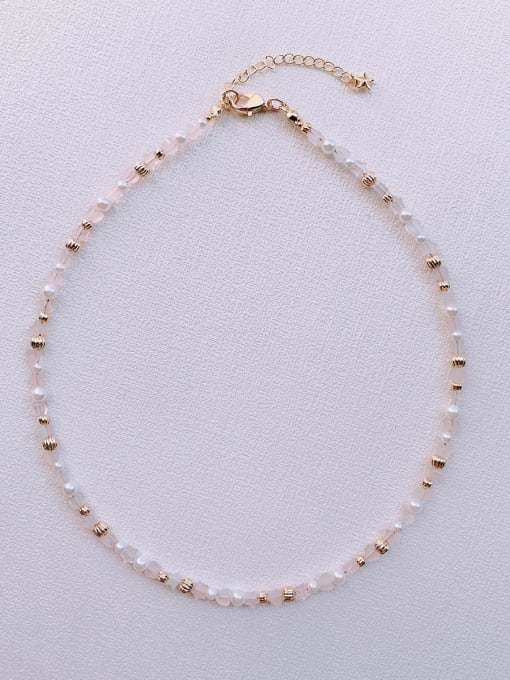Scarlet White N-STPE-0020 Natural  Gemstone Crystal Beads Chain Handmade  Beaded Necklace 2