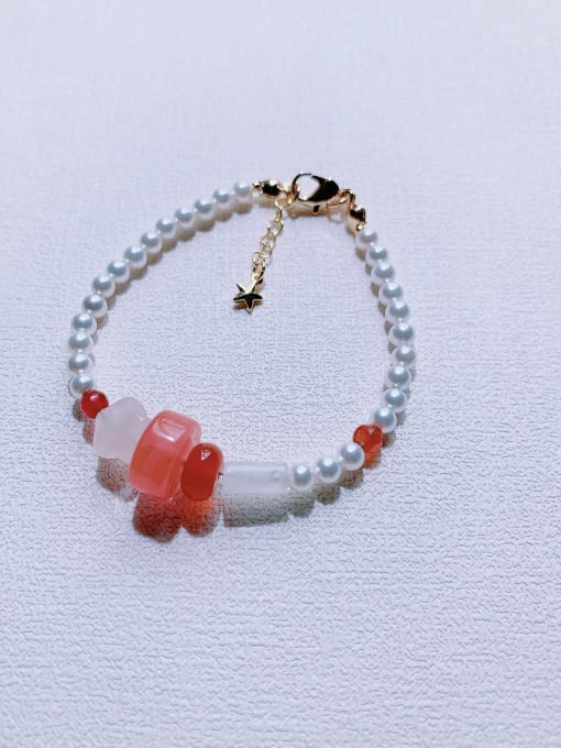 Scarlet White Natural  Gemstone Crystal Beads Chain Handmade Beaded Christmas Series Bracelet 3