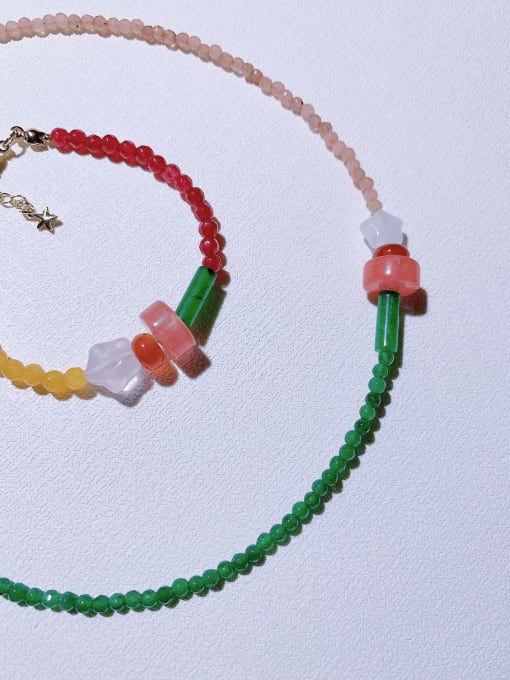 Scarlet White Natural  Gemstone Crystal Beads Chain Handmade Beaded Christmas Series  Bracelet 3