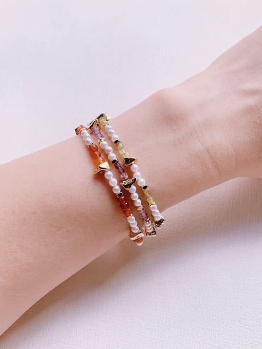 Scarlet White B-ST-016 Natural  Gemstone Crystal Beads Chain Handmade Beaded Bracelet 2