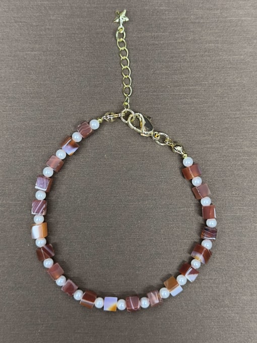 Scarlet White Natural  Gemstone Crystal Beads Chain  Minimalist Handmade Beaded Bracelet 3