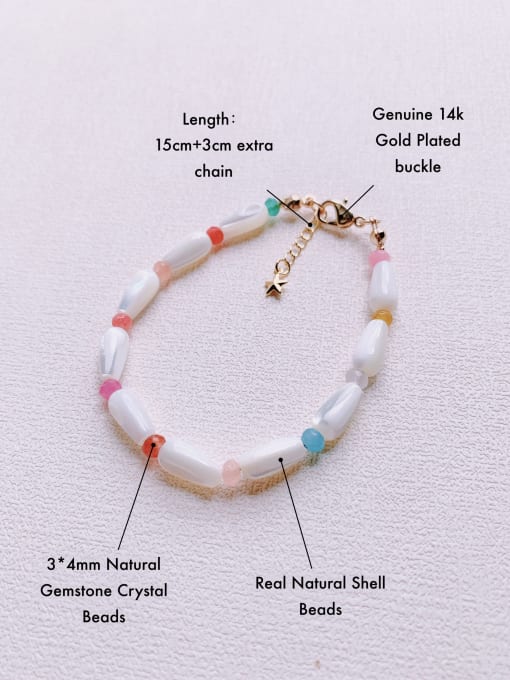 Scarlet White Natural Round Shell Beads Chain Handmade Beaded Bracelet 2