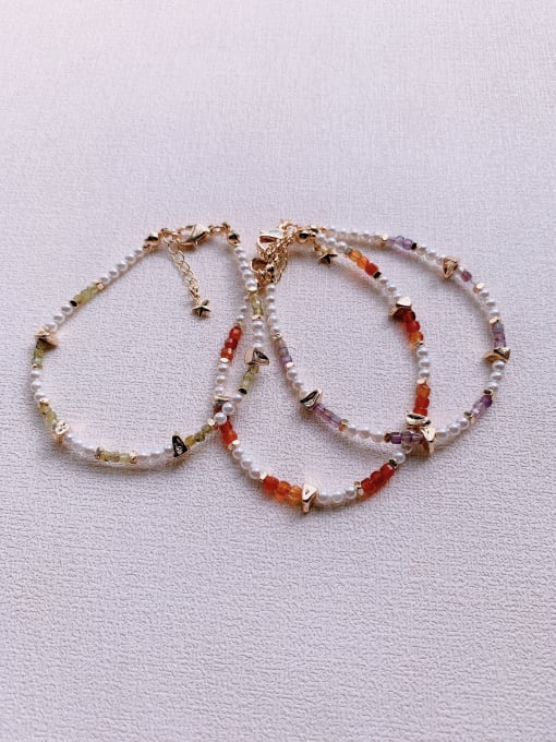 Scarlet White B-ST-016 Natural  Gemstone Crystal Beads Chain Handmade Beaded Bracelet