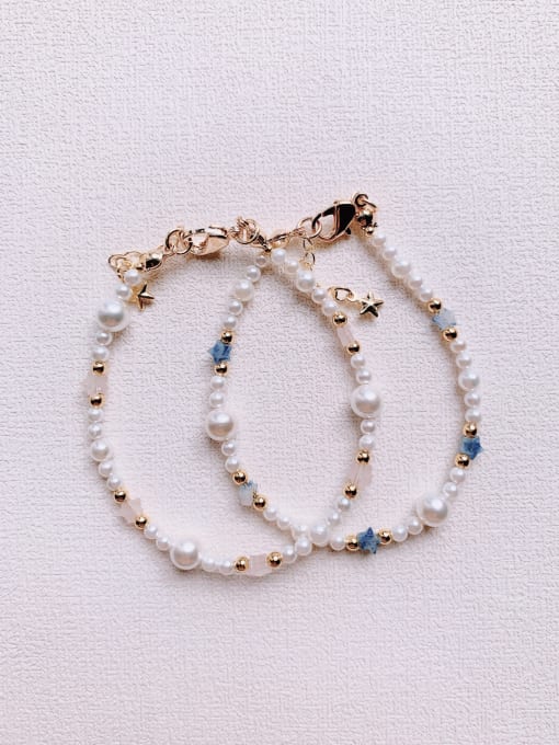 Scarlet White Natural  Gemstone Crystal Beads Chain Handmade Beaded Bracelet 0