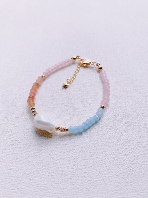 Color Natural  Gemstone Crystal  Multi Color Beads Chain Handmade Beaded Bracelet