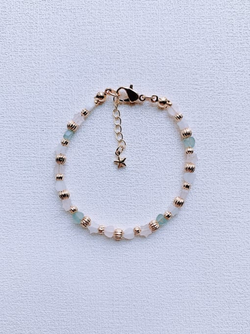 Scarlet White Natural  Gemstone Crystal Beads Chain Handmade Beaded Bracelet
