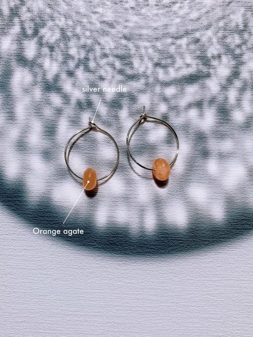 ER-032 Brass Natural Stone Geometric Vintage Handmade Beaded  Hoop Earring