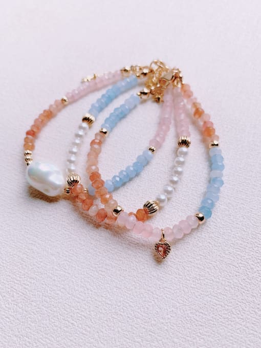 Scarlet White Natural  Gemstone Crystal Beads Chain Multi Color Handmade Beaded Bracelet