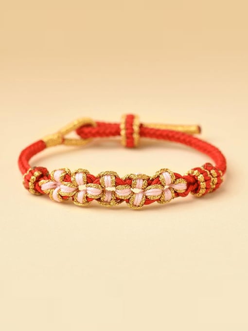 Red Milanese Rope Flower Cute Handmade DIY Weave Bracelet