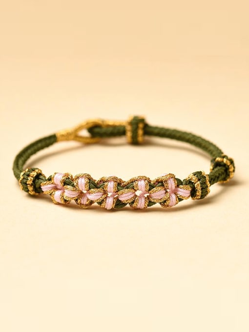 dark green Milanese Rope Flower Cute Handmade DIY Weave Bracelet