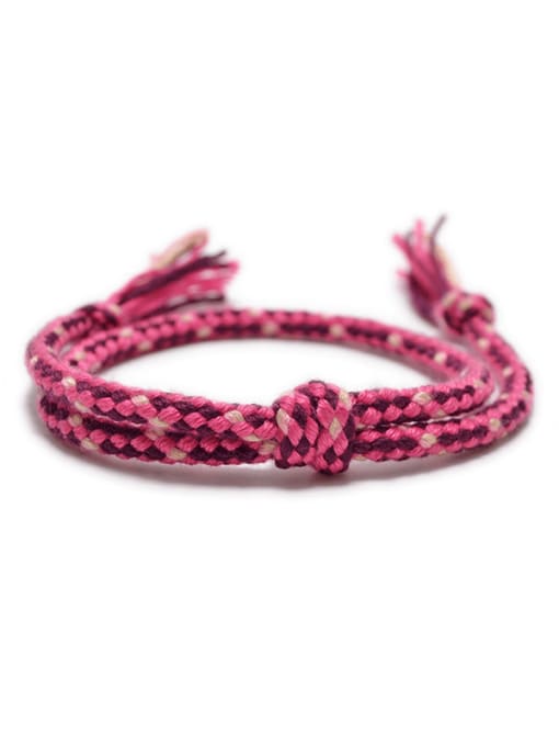 Pink Cotton Rope Irregular Trend Handmade Weave Bracelet