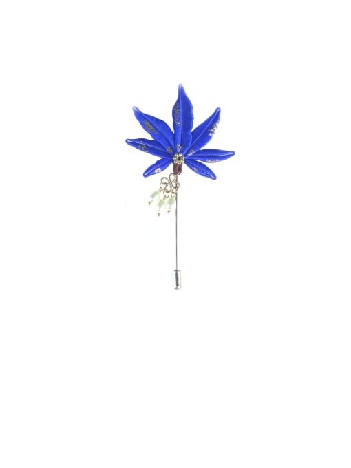 Blue Maple Leaf Handmade Flower Chanhua Brooch