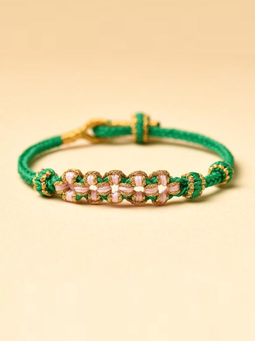 Green Milanese Rope Flower Cute Handmade DIY Weave Bracelet