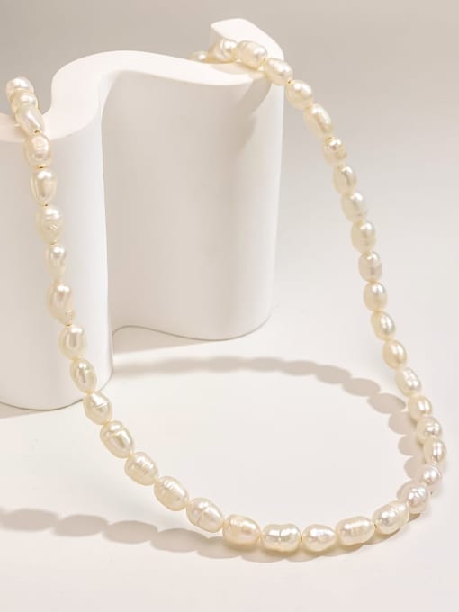 ARTINI Brass Freshwater Pearl White Minimalist Necklace 1