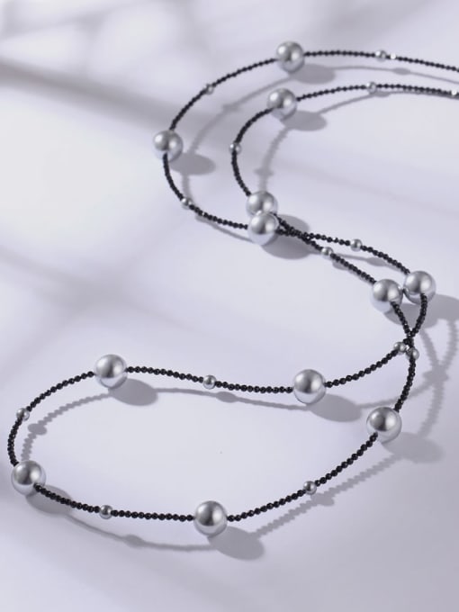 ARTINI Brass Glass beads Black Ball Minimalist Beaded Necklace 0