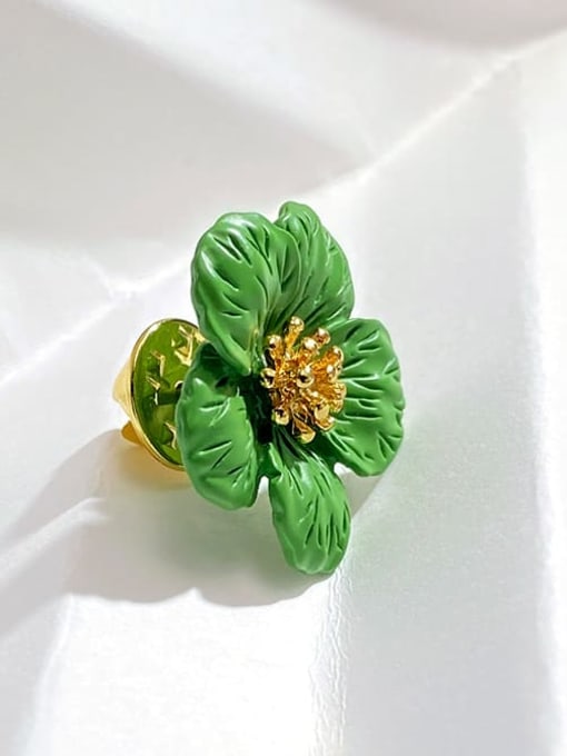 ARTINI Zinc Alloy Green Enamel Flower Minimalist Pins & Brooches 1