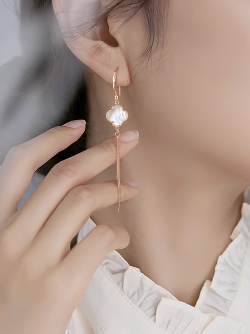 ARTINI 925 Sterling Silver Shell Pink Minimalist Hook Earring 1