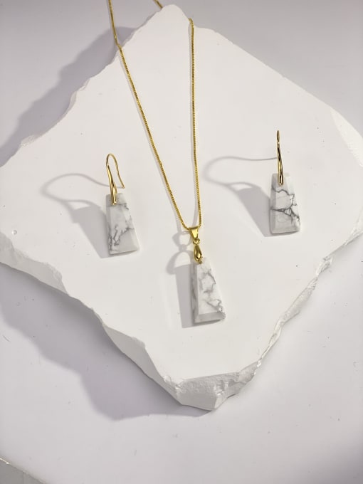 ARTINI Minimalist Geometric Brass Natural Stone Multi Color Stone Earring and Necklace Set 3