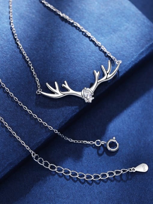 ARTINI 925 Sterling Silver Cubic Zirconia White Deer Minimalist Link Necklace 2